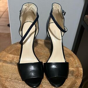 Blue and black heels